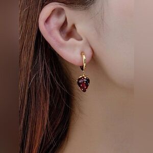 Strawberry hoop earrings #1269